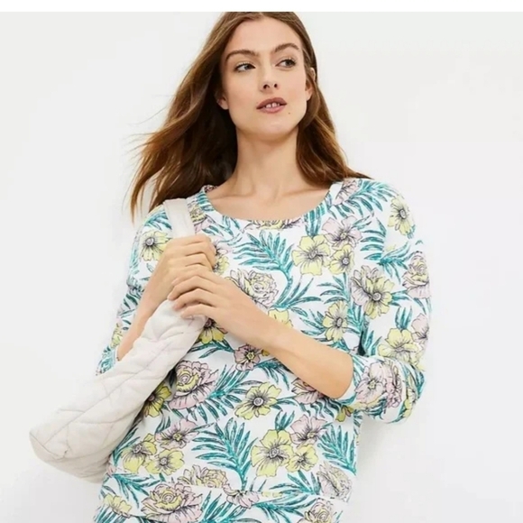 NWT Lou & Grey Tropical Terry Sweatshirt Large - Picture 1 of 7